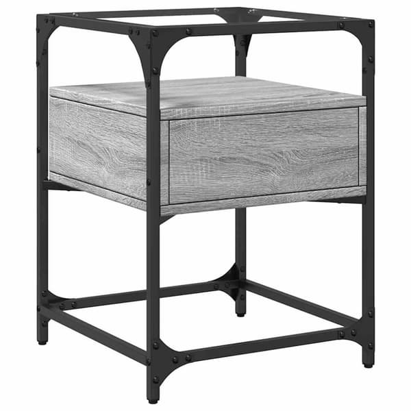 vidaXL sengeborde 2 stk. 40x40x55 cm konstrueret træ grå sonoma-eg