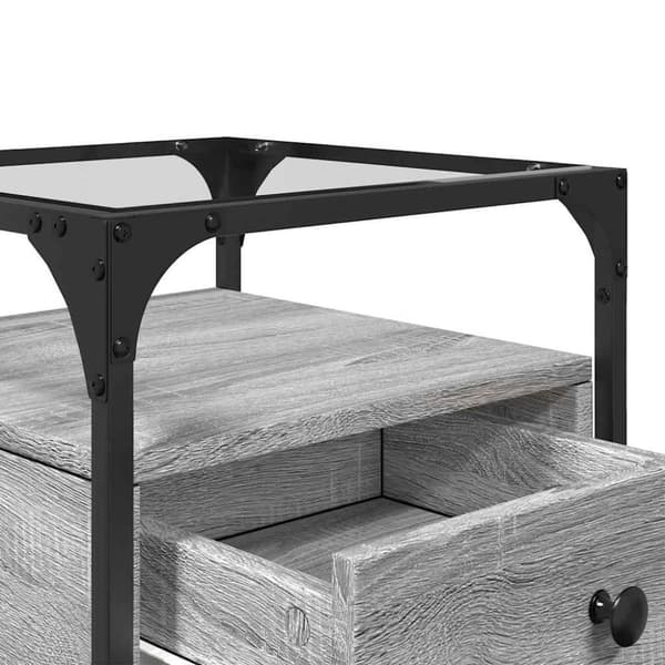 vidaXL sengeborde 2 stk. 40x40x55 cm konstrueret træ grå sonoma-eg