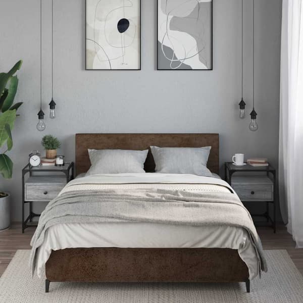 vidaXL sengeborde 2 stk. 40x40x55 cm konstrueret træ grå sonoma-eg