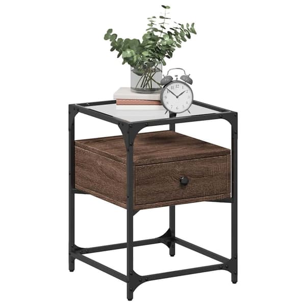 vidaXL sengeborde 2 stk. 40x40x55 cm konstrueret træ brunt egetræ