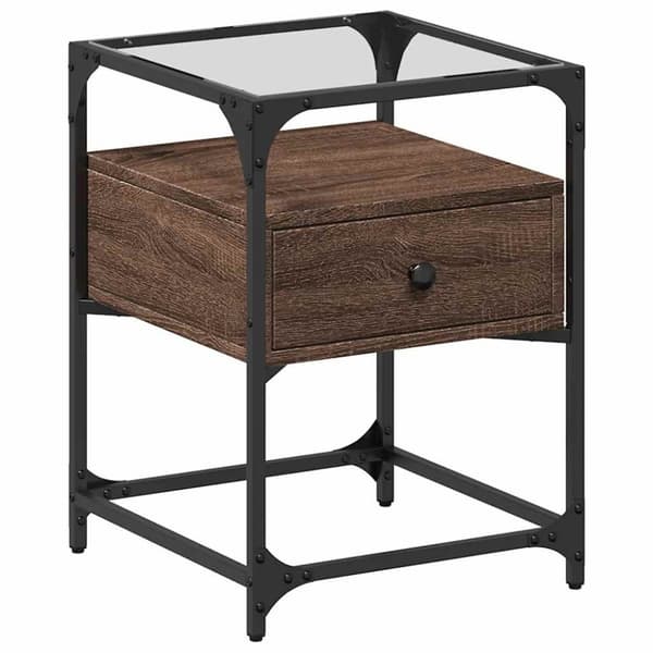 vidaXL sengeborde 2 stk. 40x40x55 cm konstrueret træ brunt egetræ