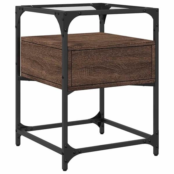 vidaXL sengeborde 2 stk. 40x40x55 cm konstrueret træ brunt egetræ