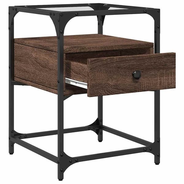 vidaXL sengeborde 2 stk. 40x40x55 cm konstrueret træ brunt egetræ