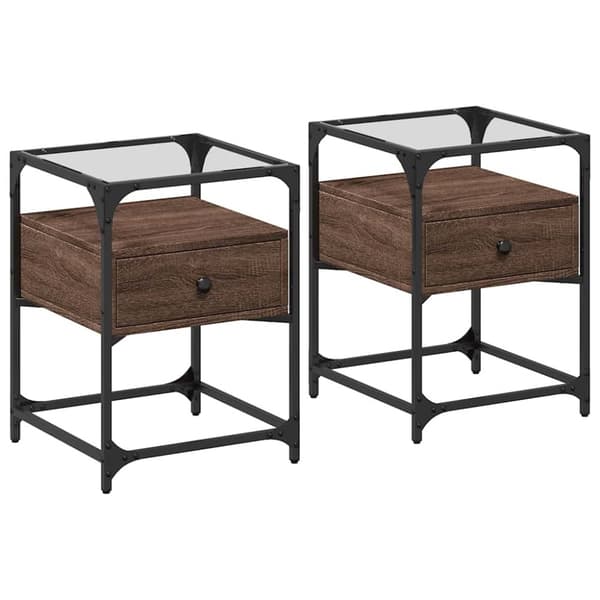 vidaXL sengeborde 2 stk. 40x40x55 cm konstrueret træ brunt egetræ