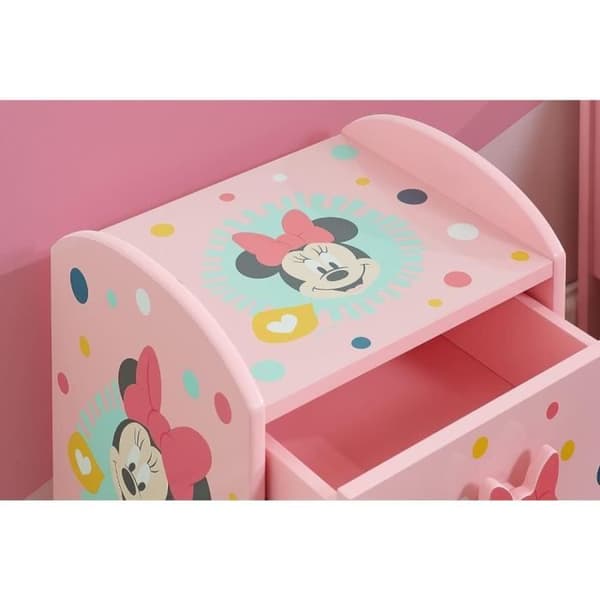 Sängbord - DISNEY - Minnie - Med låda - Hylla - Rosa för barn