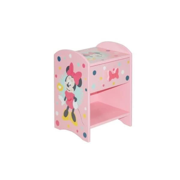 Sängbord - DISNEY - Minnie - Med låda - Hylla - Rosa för barn
