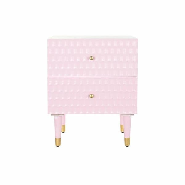 Natbord DKD Home Decor 52 x 42 x 65 cm Metal Lyserød Mangotræ