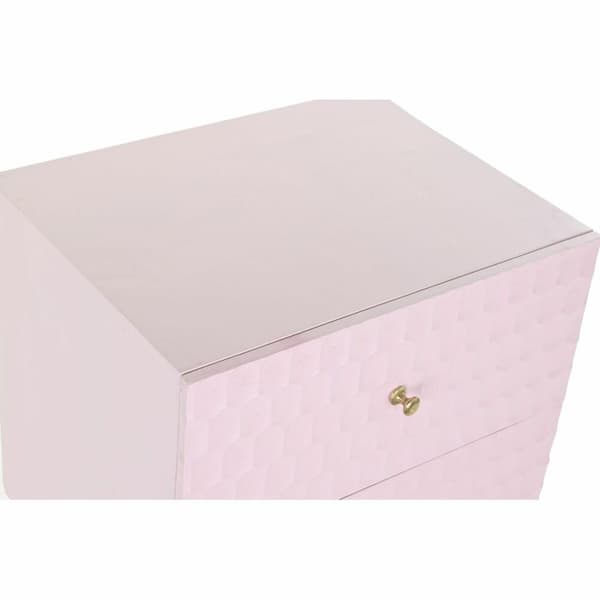 Natbord DKD Home Decor 52 x 42 x 65 cm Metal Lyserød Mangotræ