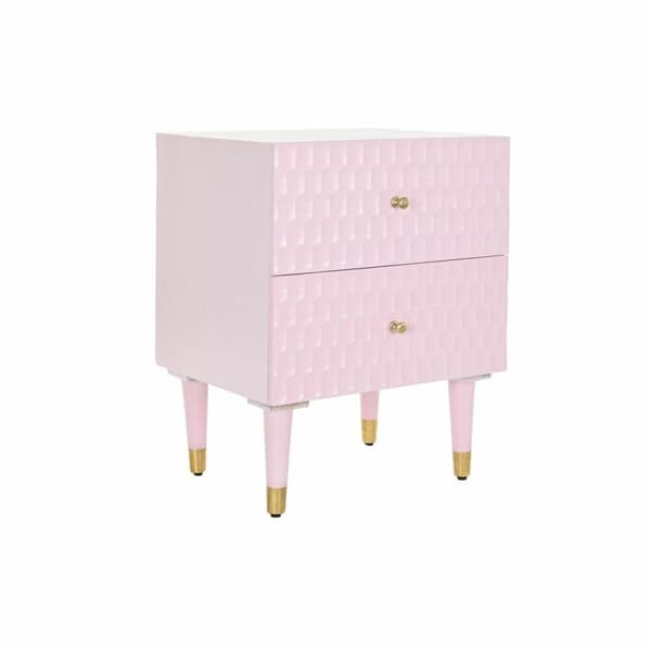 Natbord DKD Home Decor 52 x 42 x 65 cm Metal Lyserød Mangotræ