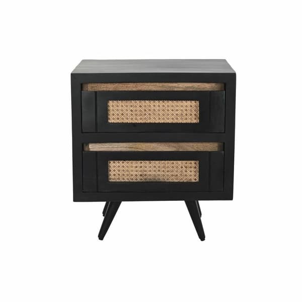 Nattbord DKD Home Decor Svart Naturell Rotting Treverk av mangotre 50 x 40 x 55 cm