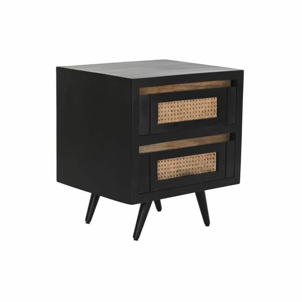 Nattbord DKD Home Decor Svart Naturell Rotting Treverk av mangotre 50 x 40 x 55 cm