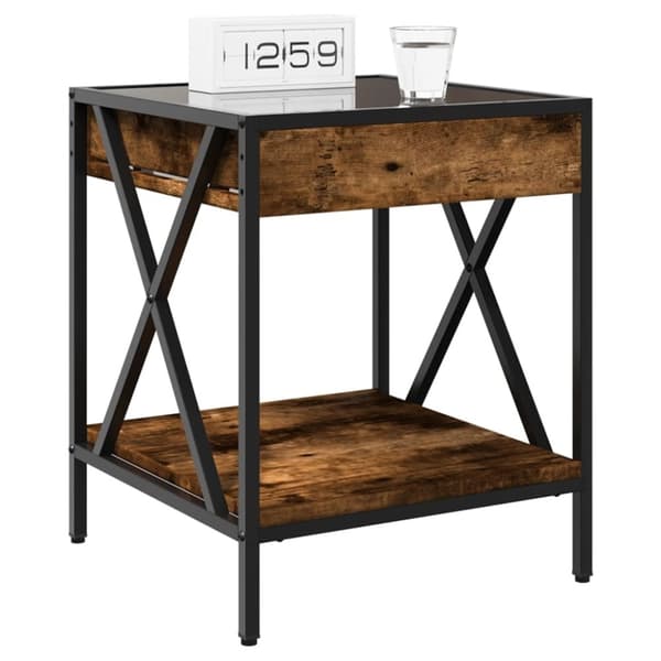 vidaXL sengebord med Infinity LED-lys 40x40x49 cm røget egetræsfarve