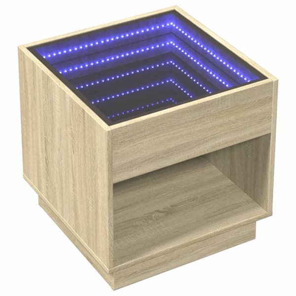 vidaXL Salongbord med Infinity LED sonoma eik 50x50x50 cm