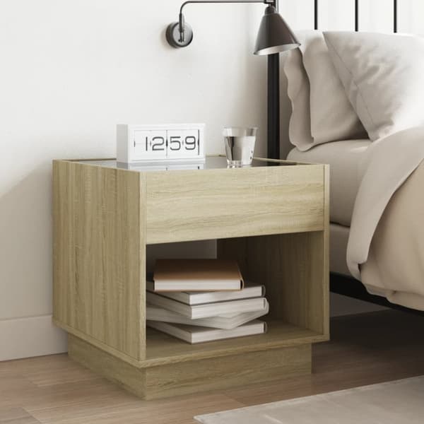 vidaXL Salongbord med Infinity LED sonoma eik 50x50x50 cm