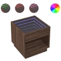 Miniatyrbild 3 av 11: vidaXL Sängbord med Infinity LEDs brun ek 50x50x50 cm