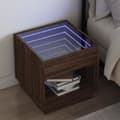 Miniatyrbild 2 av 11: vidaXL Sängbord med Infinity LEDs brun ek 50x50x50 cm