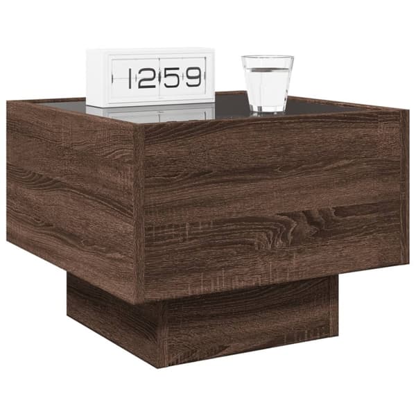 vidaXL sengebord med Infinity LED-lys 40x40x30 cm brun egetræsfarve