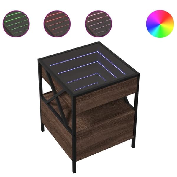vidaXL Sängbord med Infinity LEDs brun ek 40x40x51 cm