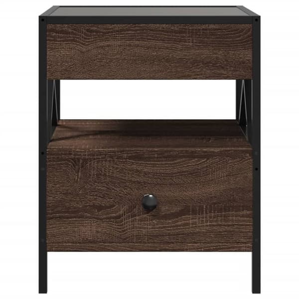 vidaXL Sängbord med Infinity LEDs brun ek 40x40x51 cm