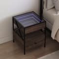 Miniatyrbild 2 av 11: vidaXL Sängbord med Infinity LEDs brun ek 40x40x51 cm