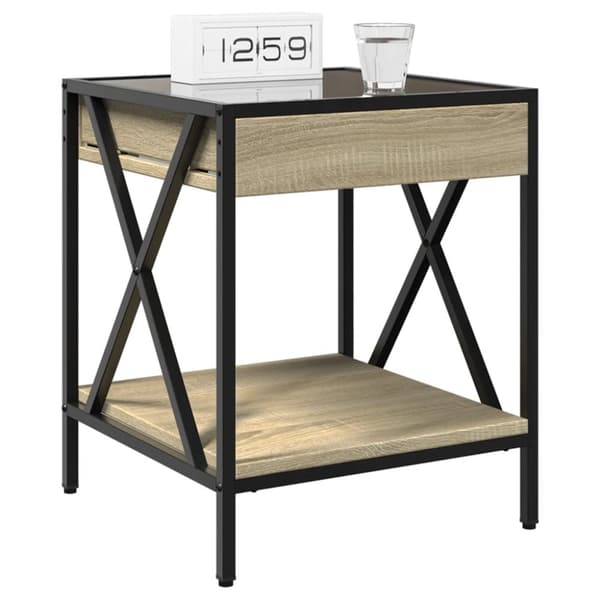 vidaXL Salongbord med Infinity LED sonoma eik 40x40x49 cm
