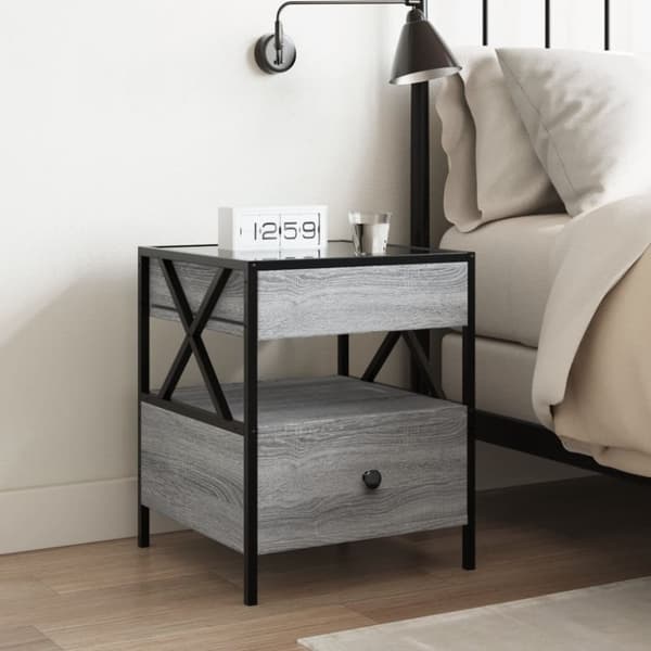 vidaXL sofabord med Infinity LED-lys 40x40x51 cm grå sonoma-eg
