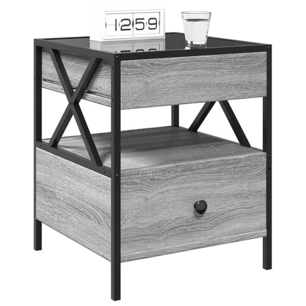 vidaXL sofabord med Infinity LED-lys 40x40x51 cm grå sonoma-eg
