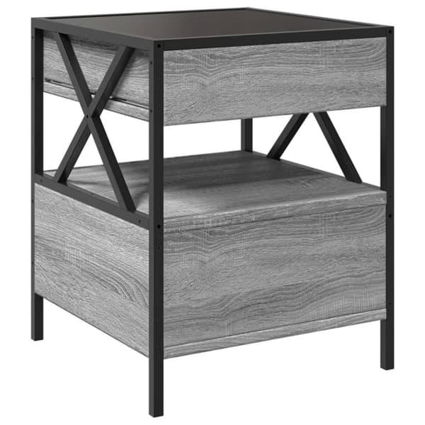 vidaXL sofabord med Infinity LED-lys 40x40x51 cm grå sonoma-eg