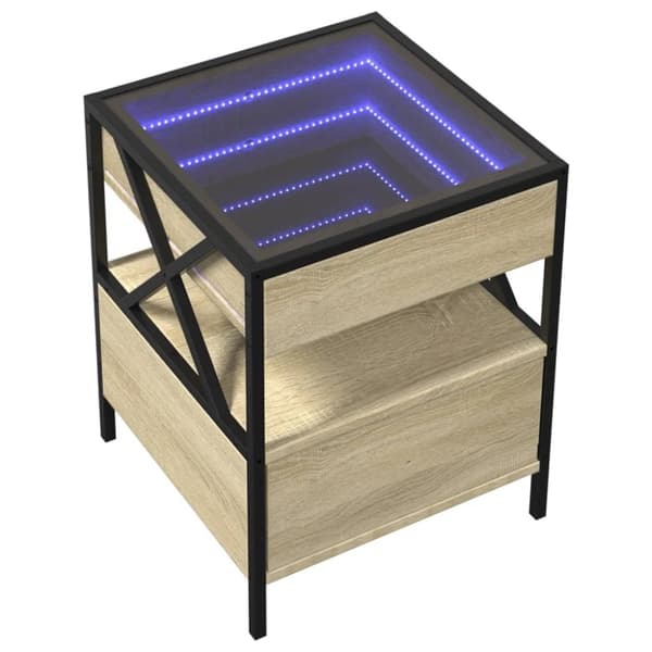 vidaXL sengebord med Infinity LED-lys 40x40x51 cm sonoma-eg