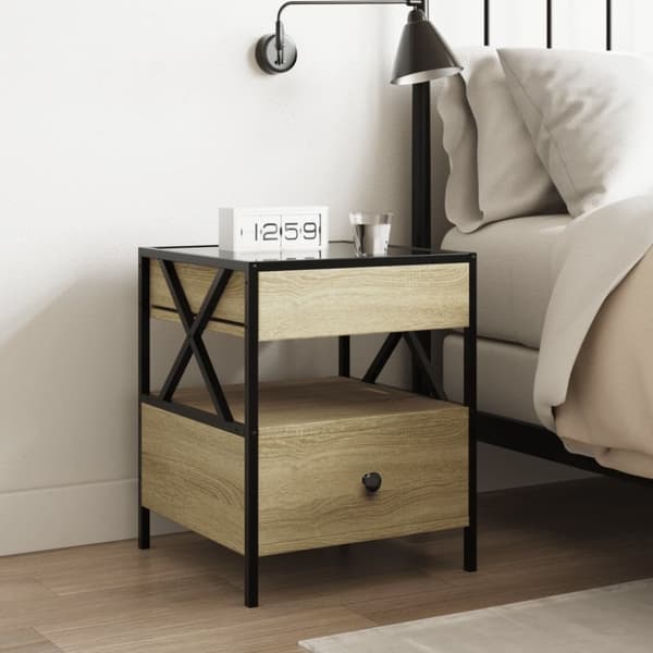 vidaXL sengebord med Infinity LED-lys 40x40x51 cm sonoma-eg