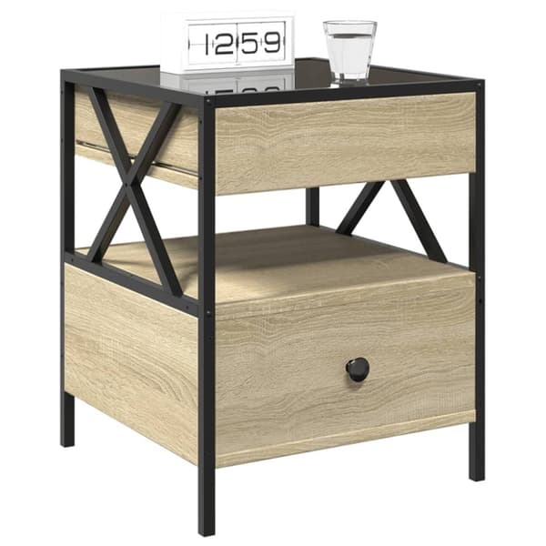 vidaXL sengebord med Infinity LED-lys 40x40x51 cm sonoma-eg