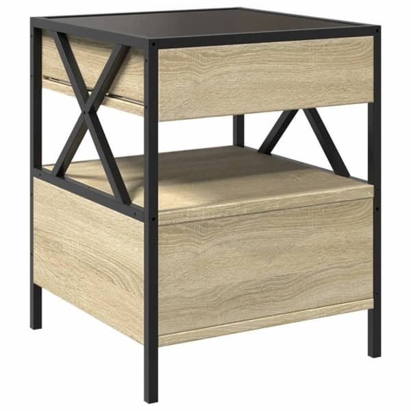 vidaXL sengebord med Infinity LED-lys 40x40x51 cm sonoma-eg