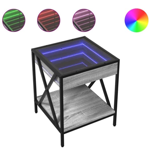 vidaXL sohvapöytä Infinity LED-valoilla harmaa Sonoma 40x40x49 cm