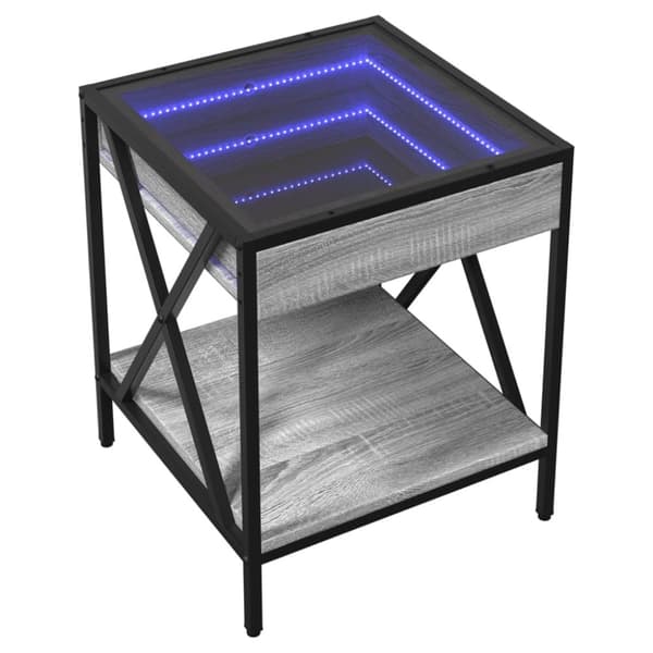 vidaXL sohvapöytä Infinity LED-valoilla harmaa Sonoma 40x40x49 cm