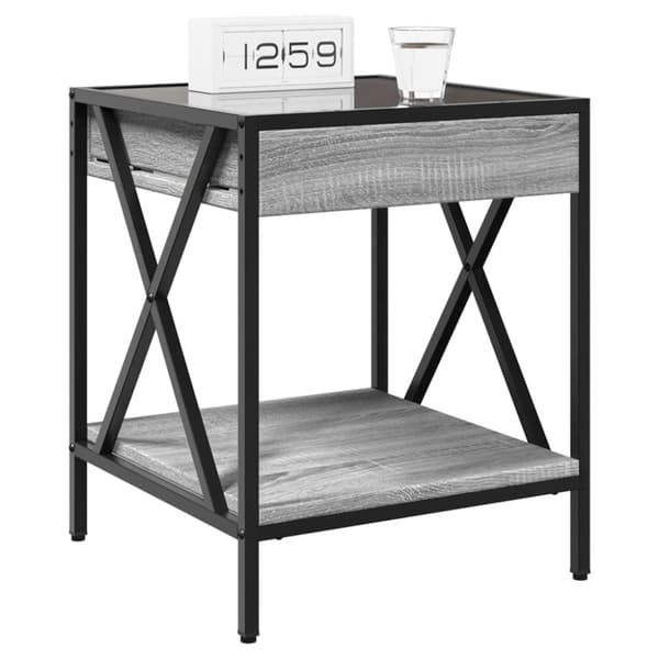 vidaXL sohvapöytä Infinity LED-valoilla harmaa Sonoma 40x40x49 cm