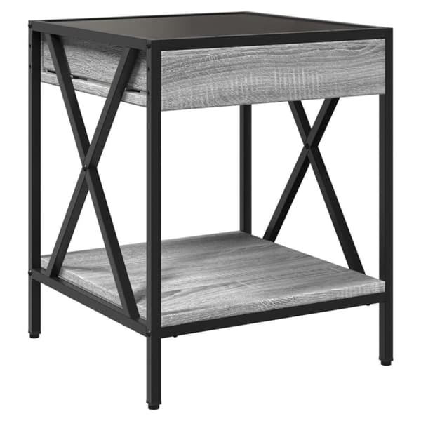 vidaXL sohvapöytä Infinity LED-valoilla harmaa Sonoma 40x40x49 cm