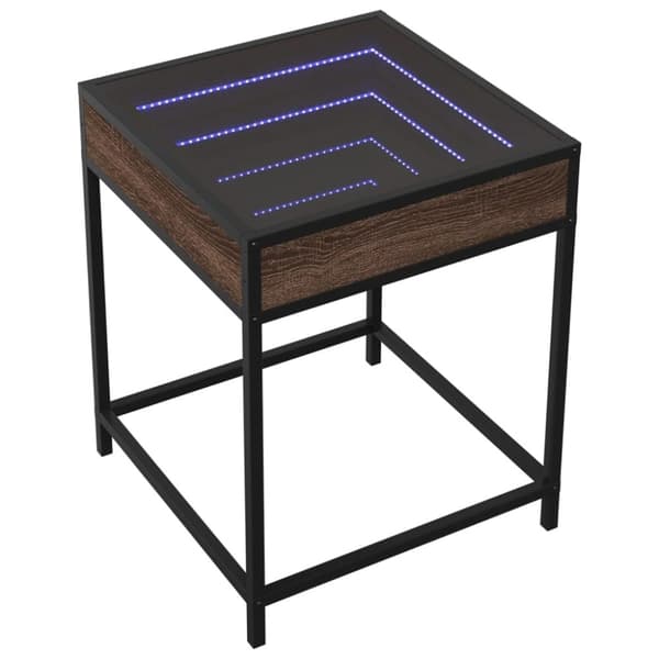 vidaXL sengebord med Infinity LED-lys 40x40x51 cm brun egetræsfarve