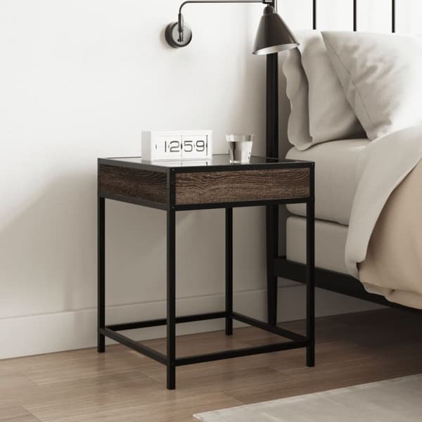 vidaXL sengebord med Infinity LED-lys 40x40x51 cm brun egetræsfarve