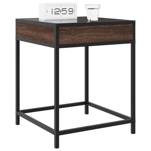 vidaXL sengebord med Infinity LED-lys 40x40x51 cm brun egetræsfarve