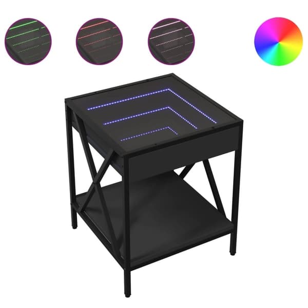 vidaXL sohvapöytä Infinity LED-valoilla musta 40x40x49 cm