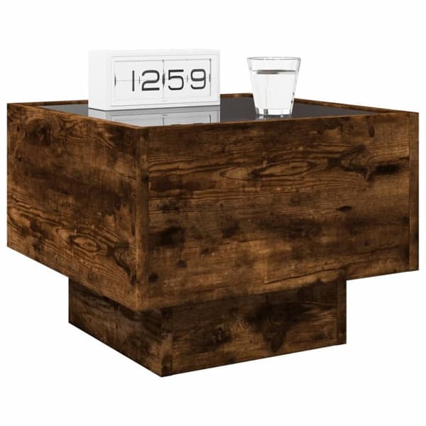 vidaXL sohvapöytä Infinity LED-valoilla savutammi 40x40x30 cm