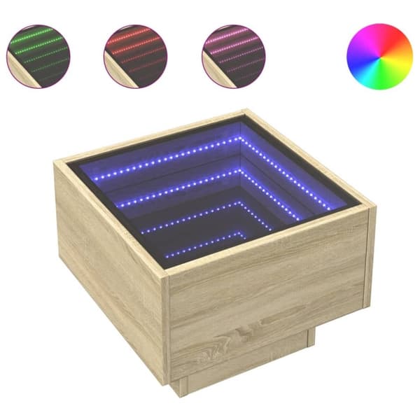 vidaXL sengebord med Infinity LED-lys 40x40x30 cm sonoma-eg