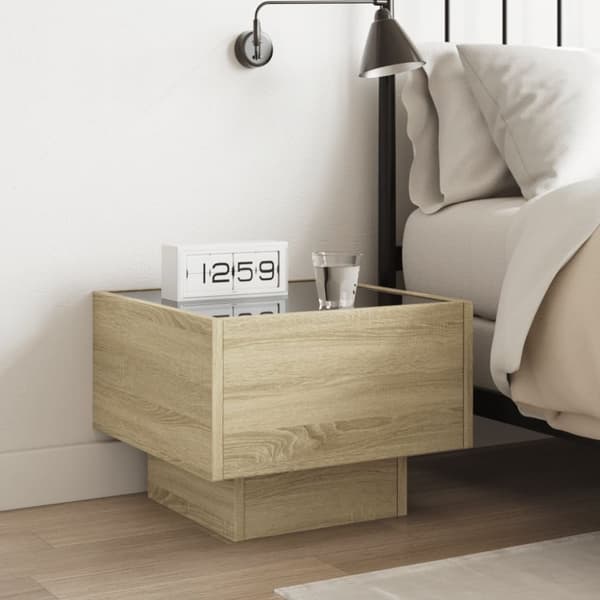 vidaXL sengebord med Infinity LED-lys 40x40x30 cm sonoma-eg
