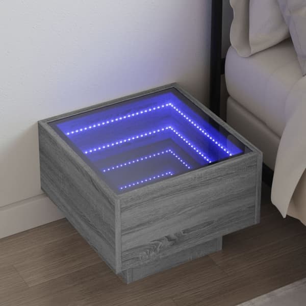 vidaXL sohvapöytä Infinity LED-valoilla harmaa Sonoma 40x40x30 cm