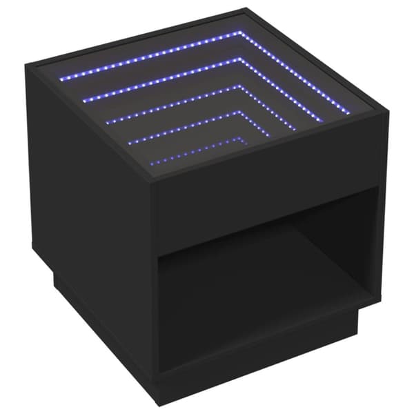 vidaXL sohvapöytä Infinity LED-valoilla musta 50x50x50 cm