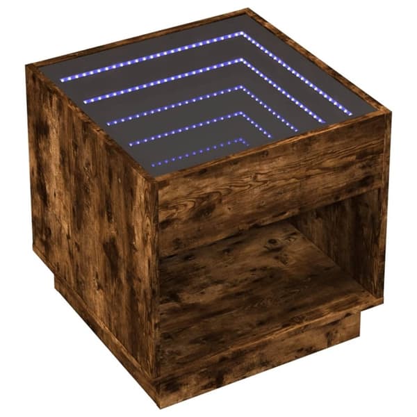 vidaXL sengebord med Infinity LED-lys 50x50x50 cm røget egetræsfarve