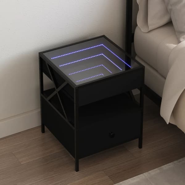 vidaXL sohvapöytä Infinity LED-valoilla musta 40x40x51 cm