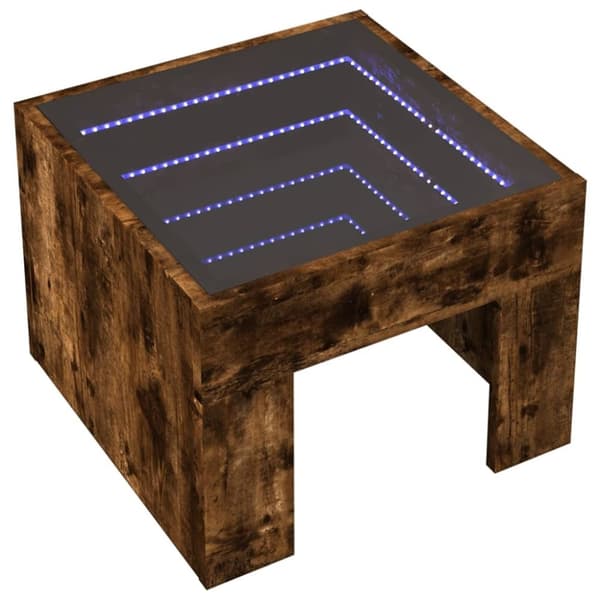 vidaXL sengebord med Infinity LED-lys 40x40x30 cm røget egetræsfarve