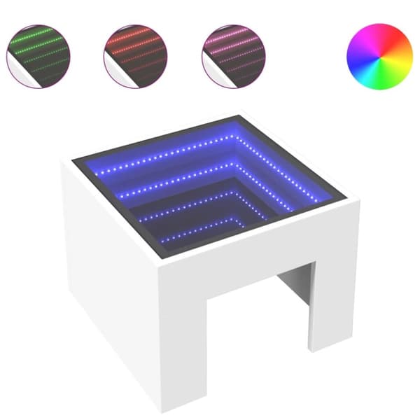 vidaXL sengebord med Infinity LED-lys 40x40x30 cm hvid