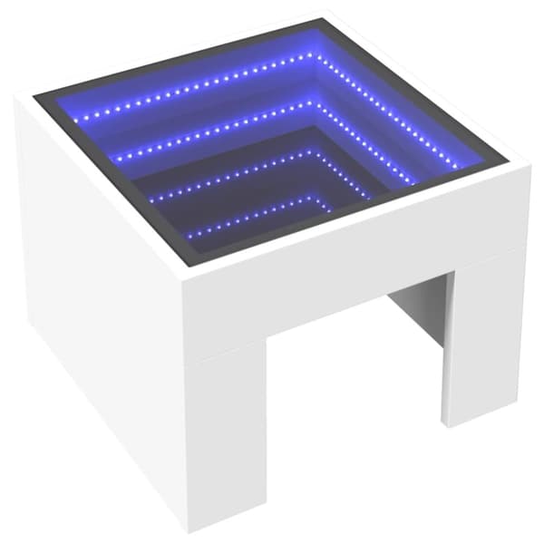 vidaXL sengebord med Infinity LED-lys 40x40x30 cm hvid